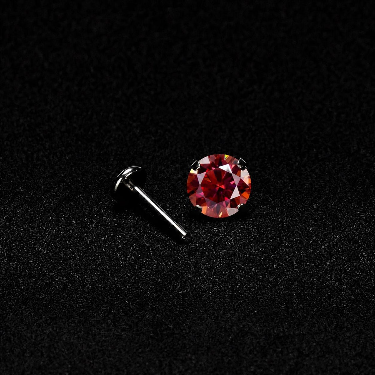 ETSY 4574941329 | IMAGE 5 | Crimson Moissanite Flat Back Stud