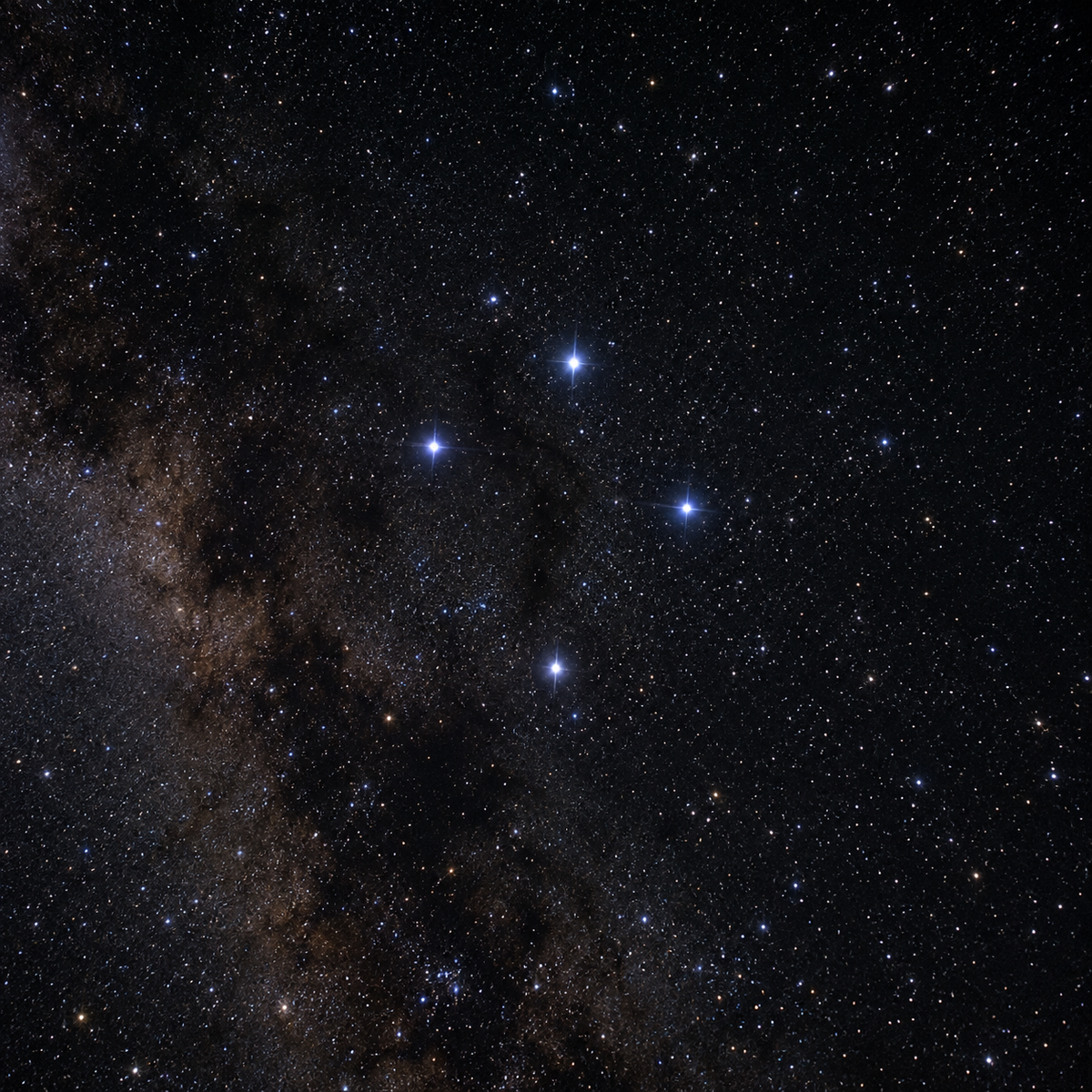 The Southern Cross constellation in a field of stars