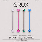 Crystal Sphere titanium industrial barbell, front view
