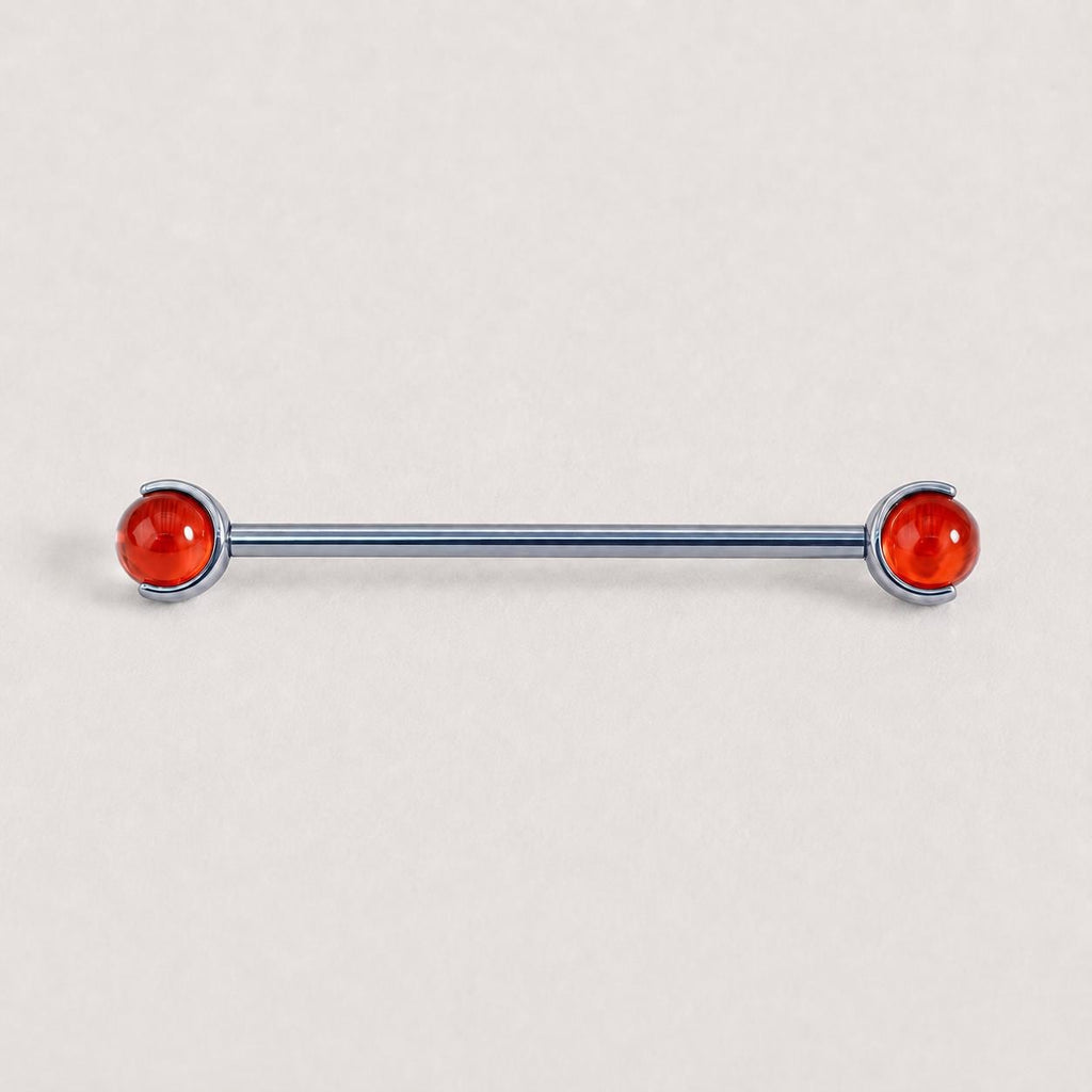 Crystal Sphere titanium industrial barbell, detail view 10