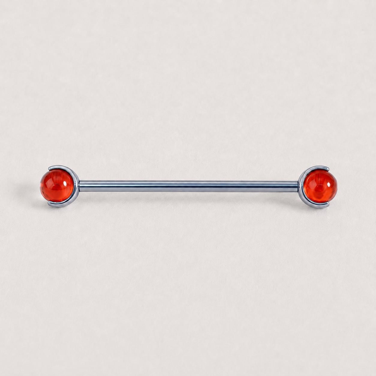 Crystal Sphere titanium industrial barbell, detail view 10