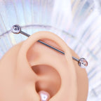 Crystal Sphere titanium industrial barbell, detail view 6