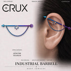 Crystal Star Chain titanium industrial barbell, front view
