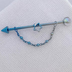 Crystal Star Chain titanium industrial barbell, detail view 3