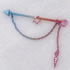 Crystal Star Chain titanium industrial barbell, detail view 4