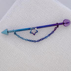 Crystal Star Chain titanium industrial barbell, detail view 5