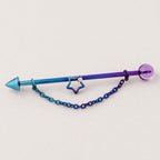 Crystal Star Chain titanium industrial barbell, detail view 7