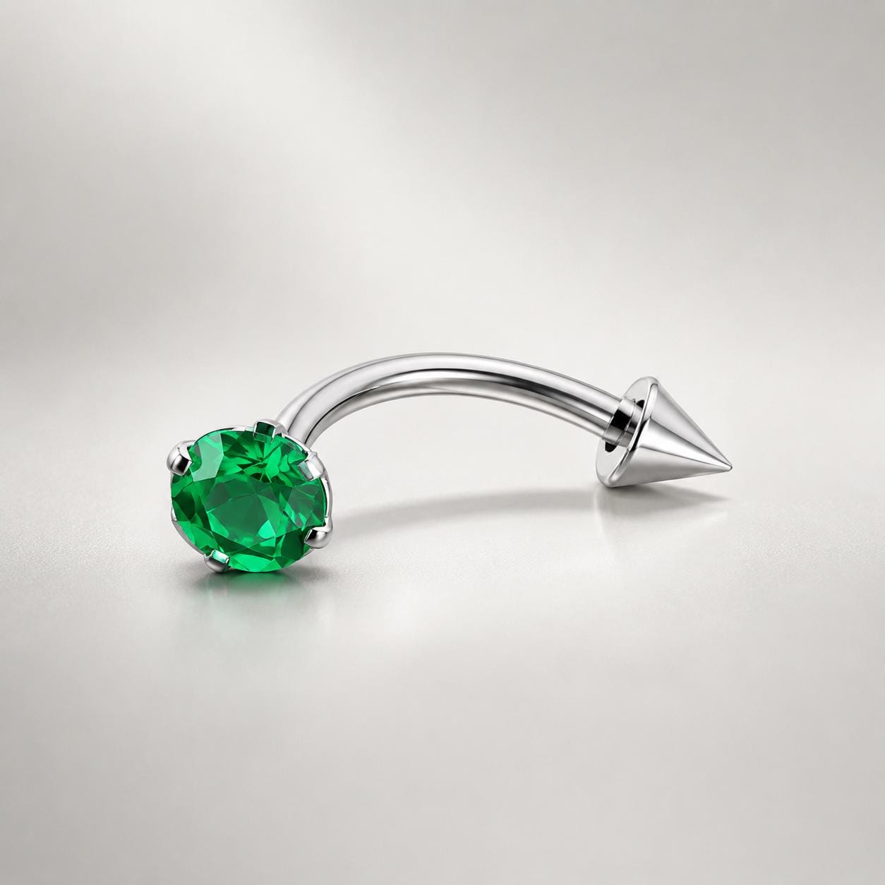Clear CZ Spike Titanium Eyebrow Barbell detail 2