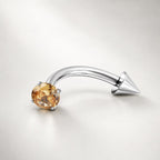 Clear CZ Spike Titanium Eyebrow Barbell detail 4