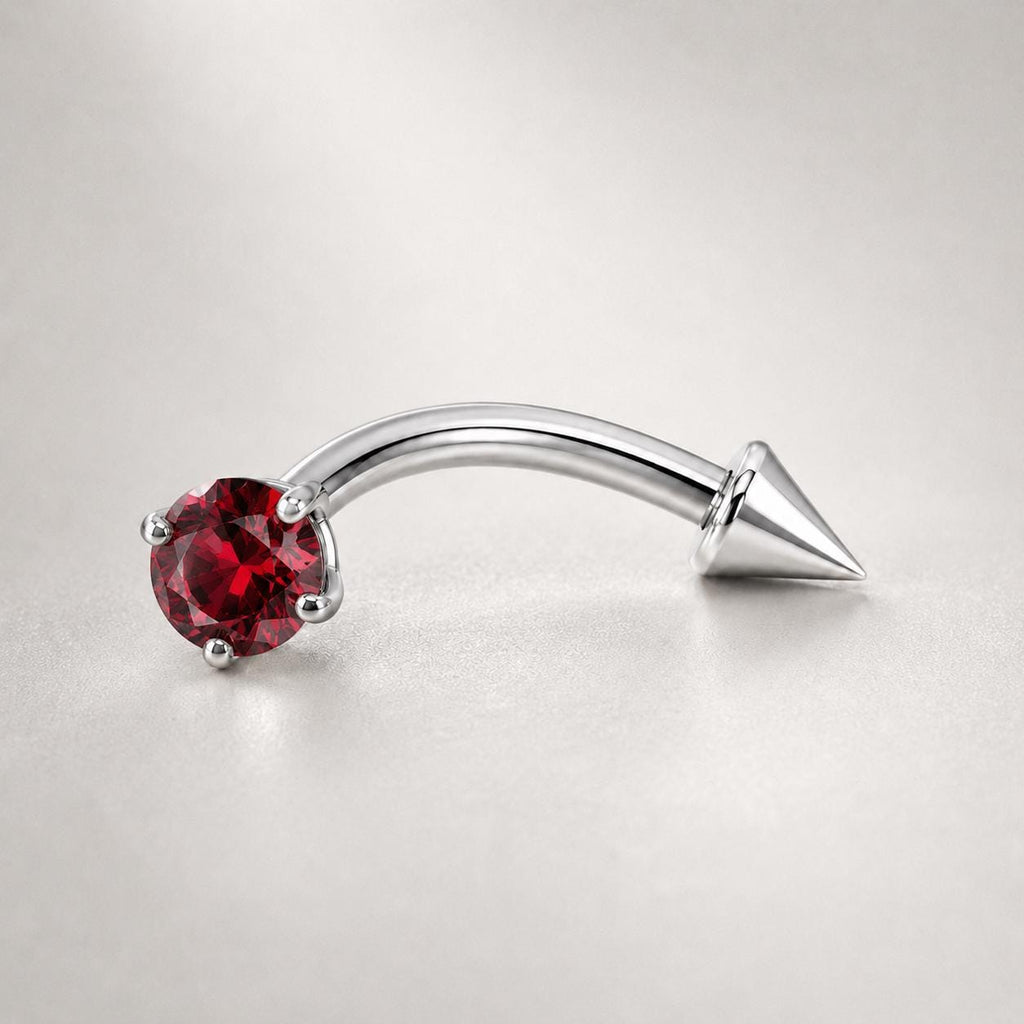 Clear CZ Spike Titanium Eyebrow Barbell detail 12