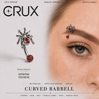 Red Gem Spider Titanium Eyebrow Barbell