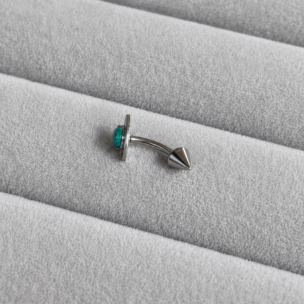 Saturn Opal Titanium Eyebrow Barbell detail 2