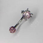 Saturn Heart Titanium Eyebrow Barbell detail 2