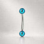 Pink Cat Eye Titanium Eyebrow Barbell detail 7
