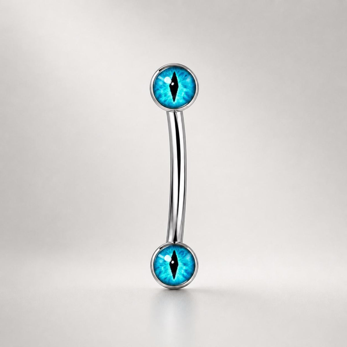 Pink Cat Eye Titanium Eyebrow Barbell detail 7