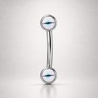 Pink Cat Eye Titanium Eyebrow Barbell detail 9