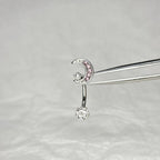 Moon Pearl CZ Titanium Eyebrow Barbell detail 3