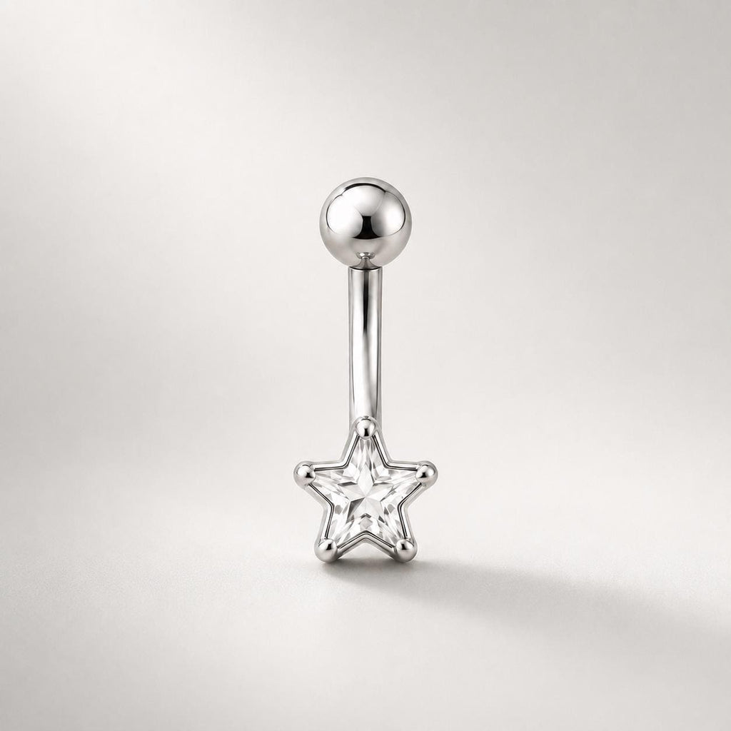 CZ Star Titanium Eyebrow Barbell detail 4