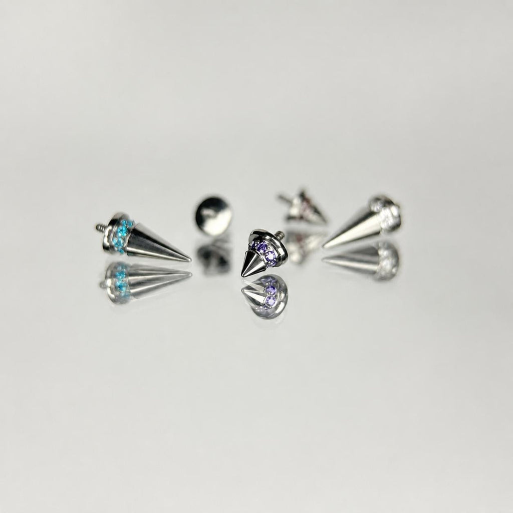 Pavé CZ Spike Titanium Eyebrow Barbell detail 2