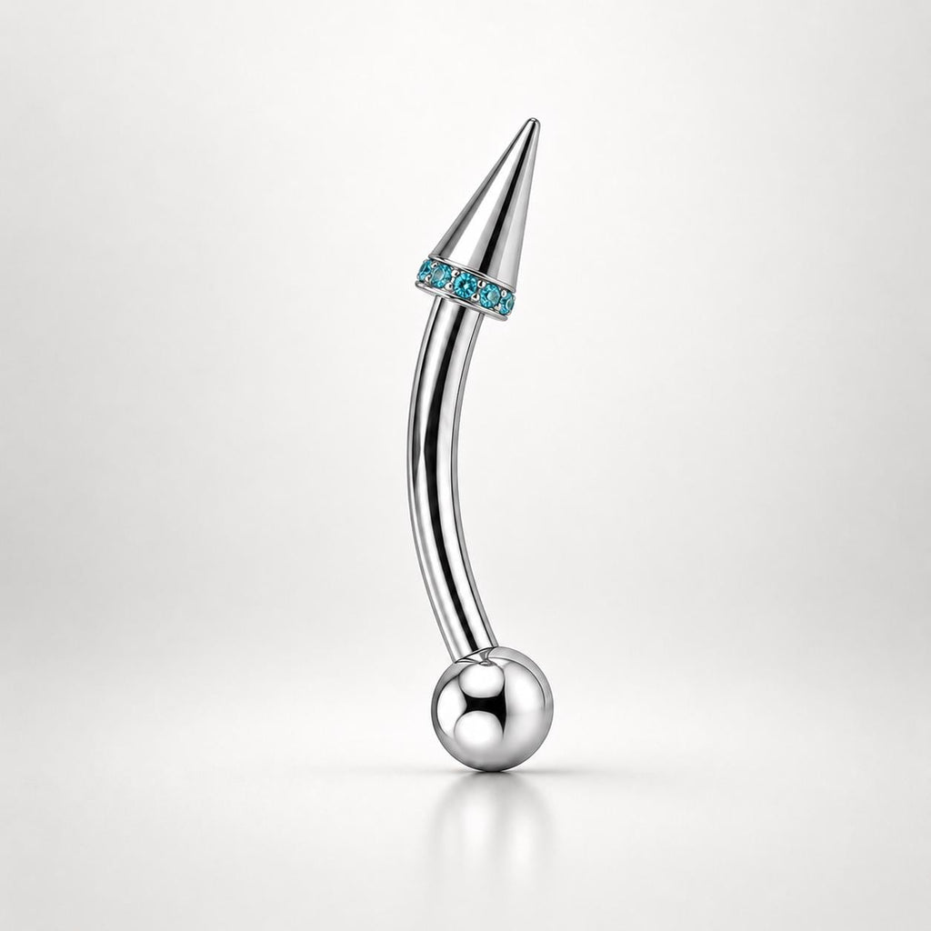 Pavé CZ Spike Titanium Eyebrow Barbell detail 7