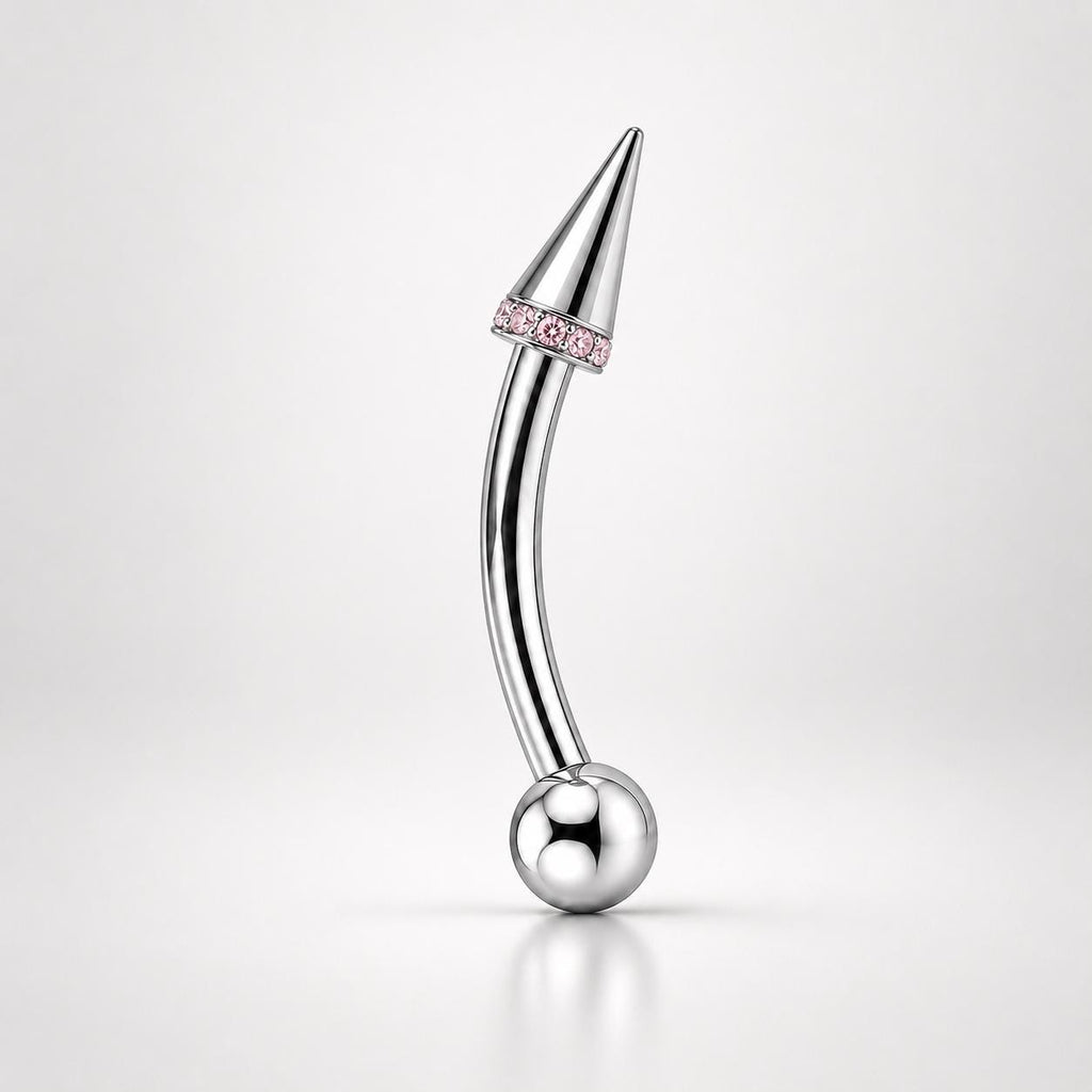 Pavé CZ Spike Titanium Eyebrow Barbell detail 8