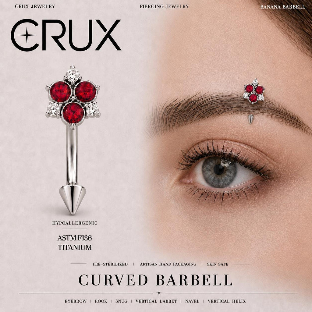 CZ Flower Titanium Eyebrow Barbell