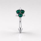 CZ Flower Titanium Eyebrow Barbell detail 10