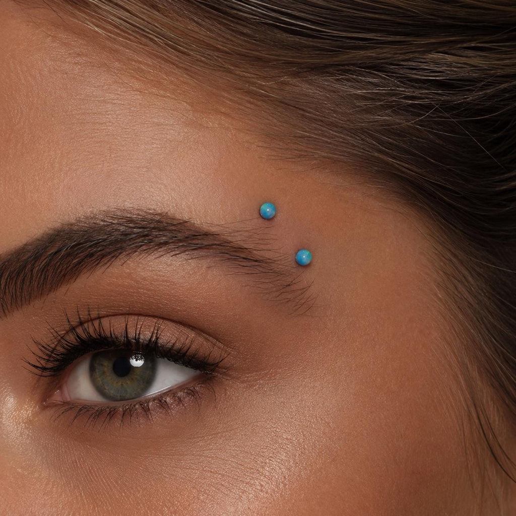 Opal Ball Titanium Eyebrow Barbell detail 2