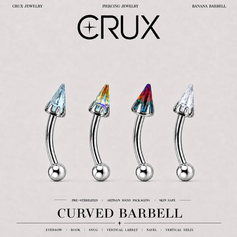 Crystal Spike Titanium Eyebrow Barbell