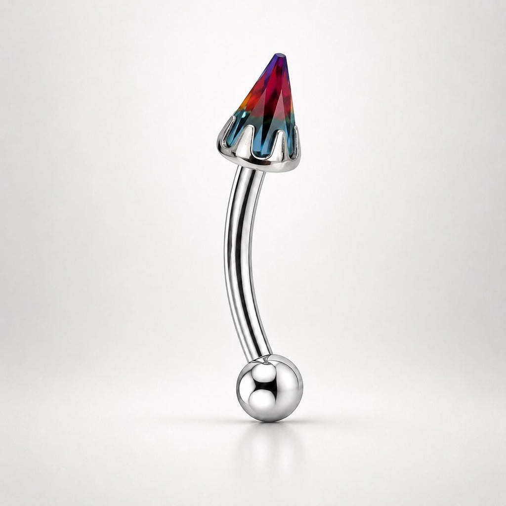 Crystal Spike Titanium Eyebrow Barbell detail 7