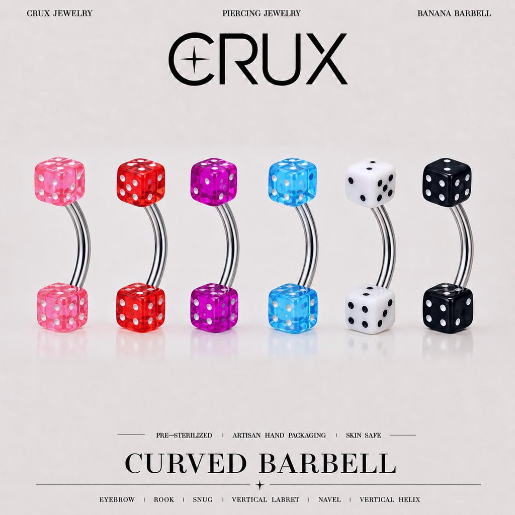 Colorful Dice Titanium Eyebrow Barbell