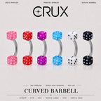 Colorful Dice Titanium Eyebrow Barbell