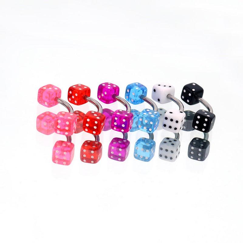 Colorful Dice Titanium Eyebrow Barbell detail 2
