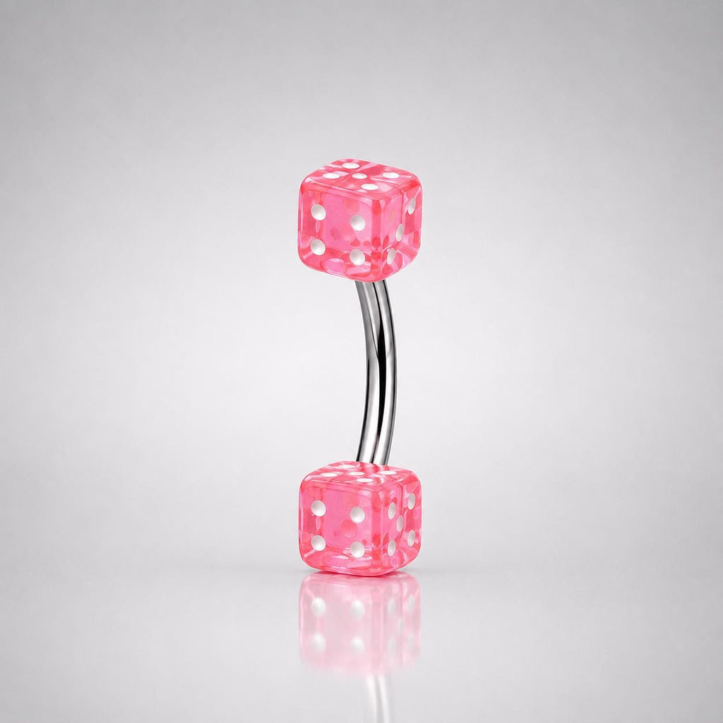 Colorful Dice Titanium Eyebrow Barbell detail 3