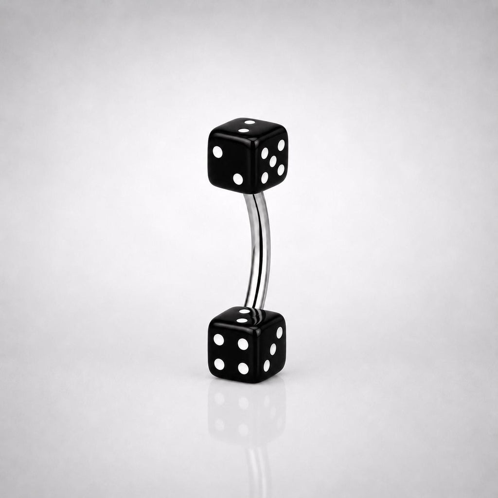 Colorful Dice Titanium Eyebrow Barbell detail 8