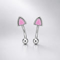 Pink Cat Ear Titanium Eyebrow Barbell detail 4
