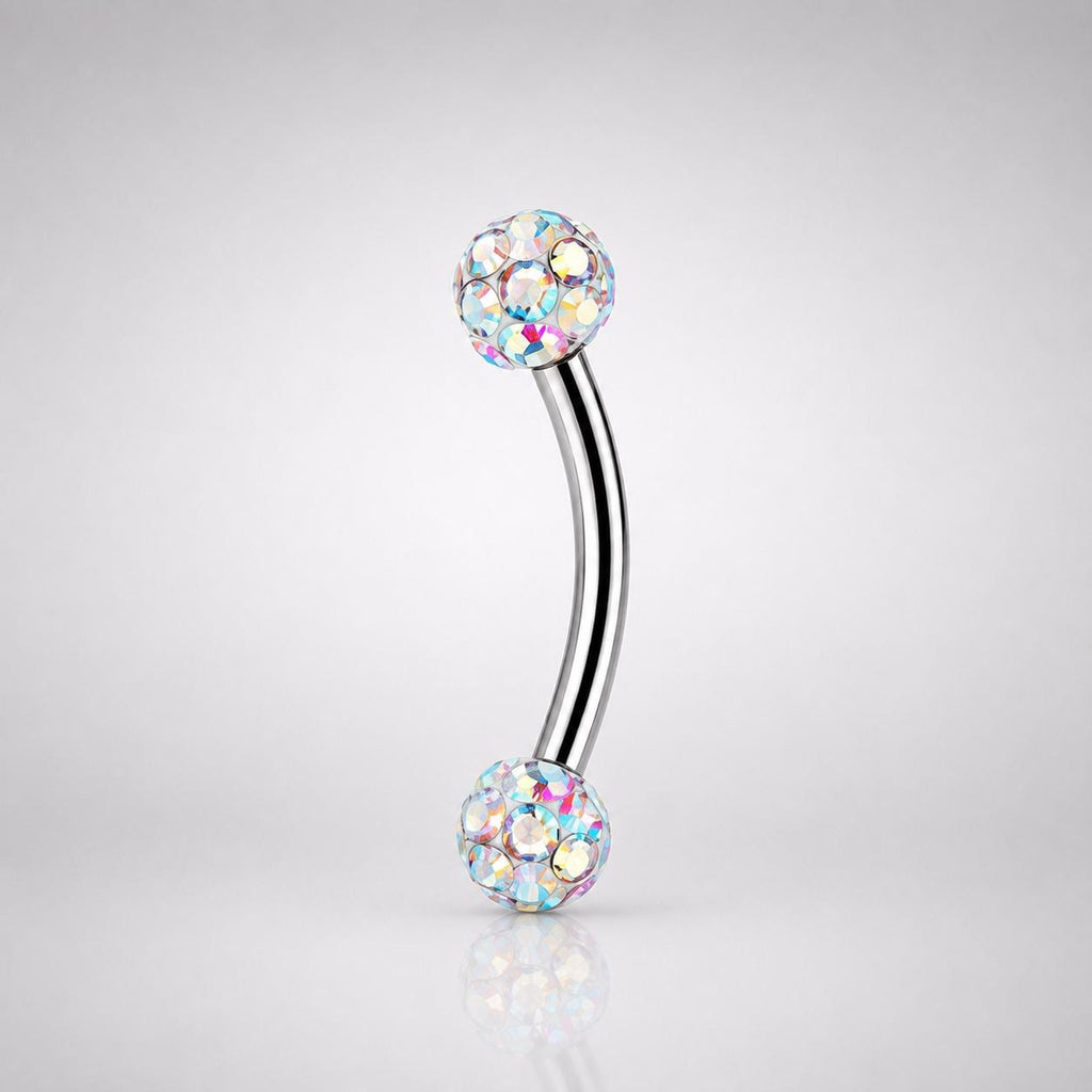 Pavé CZ Ball Titanium Eyebrow Barbell detail 3