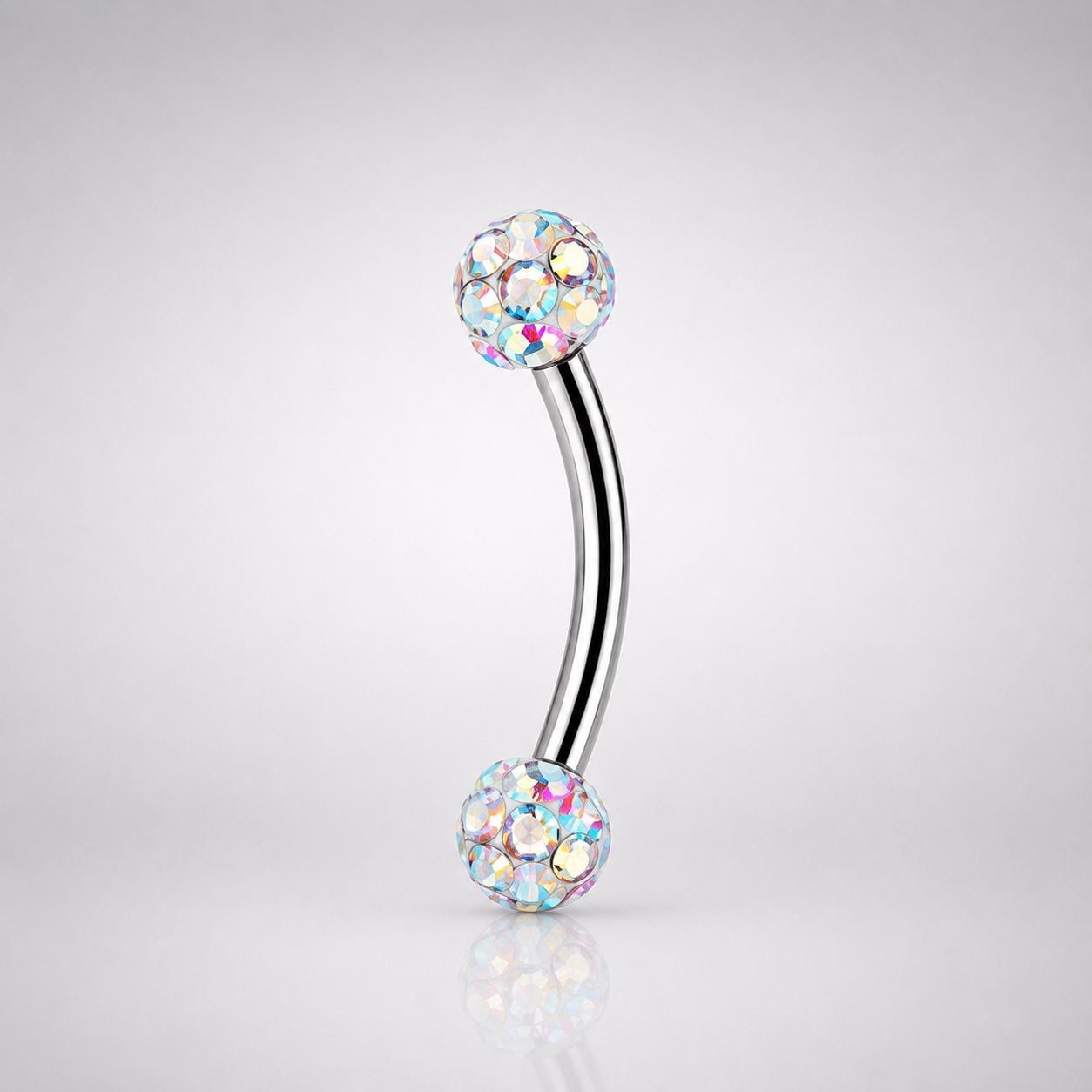 Pavé CZ Ball Titanium Eyebrow Barbell detail 3