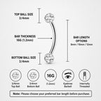 Pavé CZ Ball Titanium Eyebrow Barbell detail 7