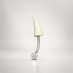 White Horn Titanium Eyebrow Barbell detail 3