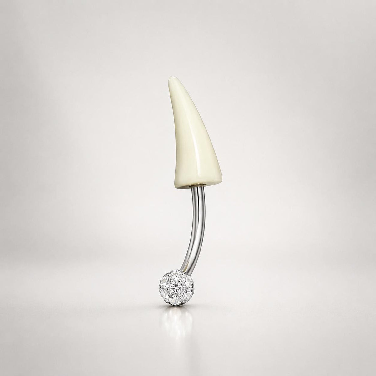 White Horn Titanium Eyebrow Barbell detail 3