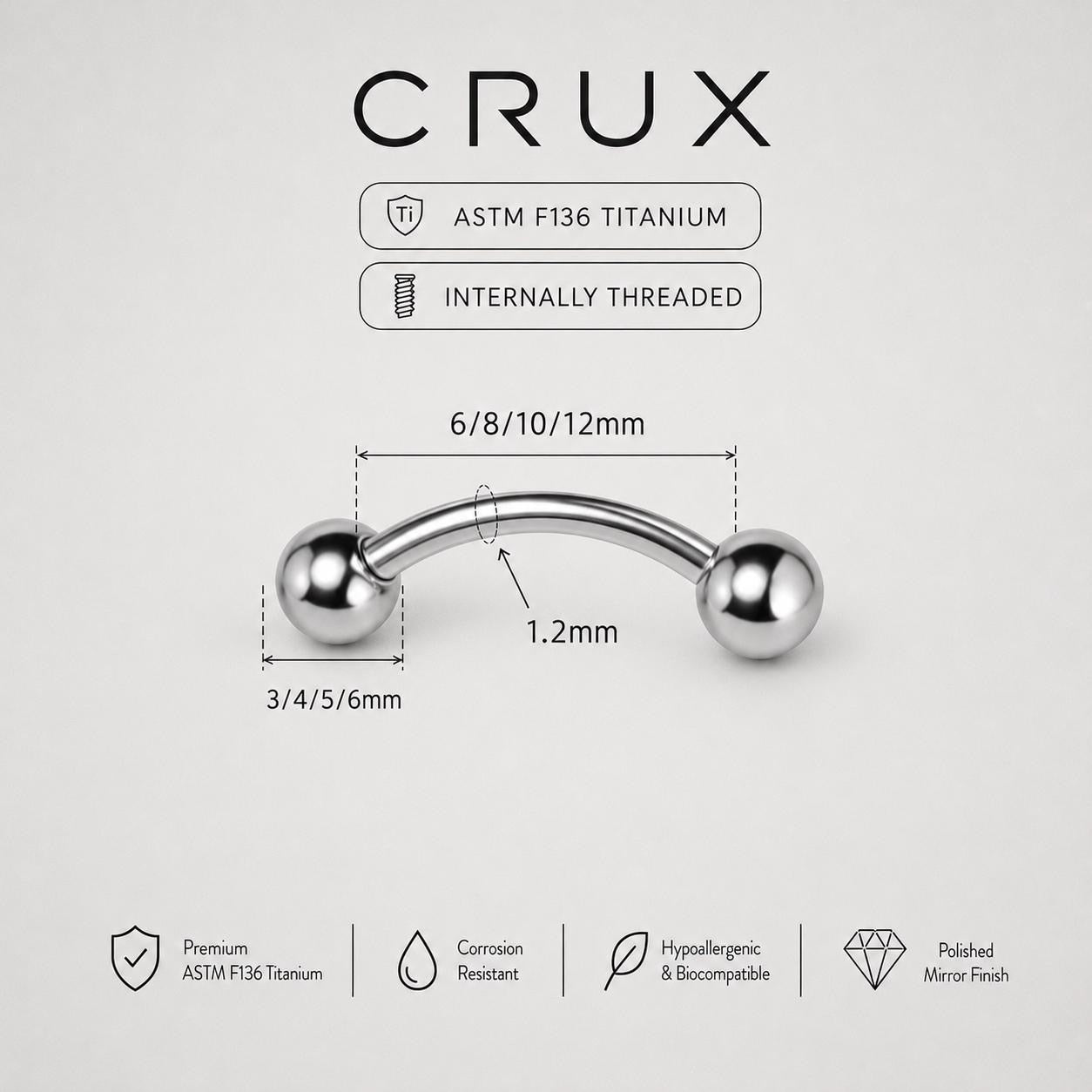 Classic Titanium Curved Barbell detail 11