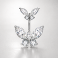 Bauchnabelpiercing mit Schmetterlingsmotiv aus 925er Sterlingsilber und Zirkonia 