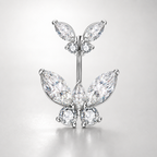 Bauchnabelpiercing mit Schmetterlingsmotiv aus 925er Sterlingsilber und Zirkonia 
