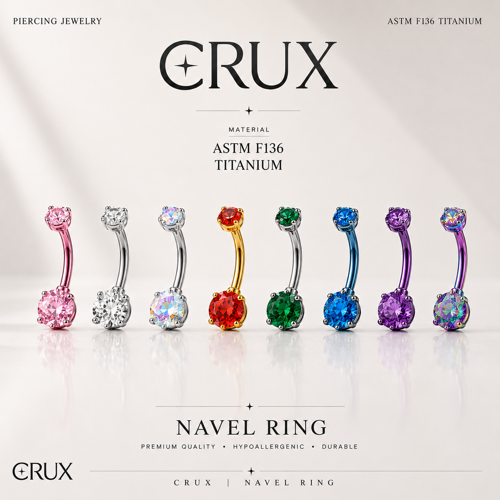 Round CZ Titanium Belly Ring