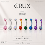 Round CZ Titanium Belly Ring