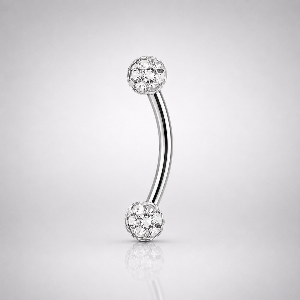 ASTM F136 Titanium Full CZ Curved Barbell | Eyebrow & Rook