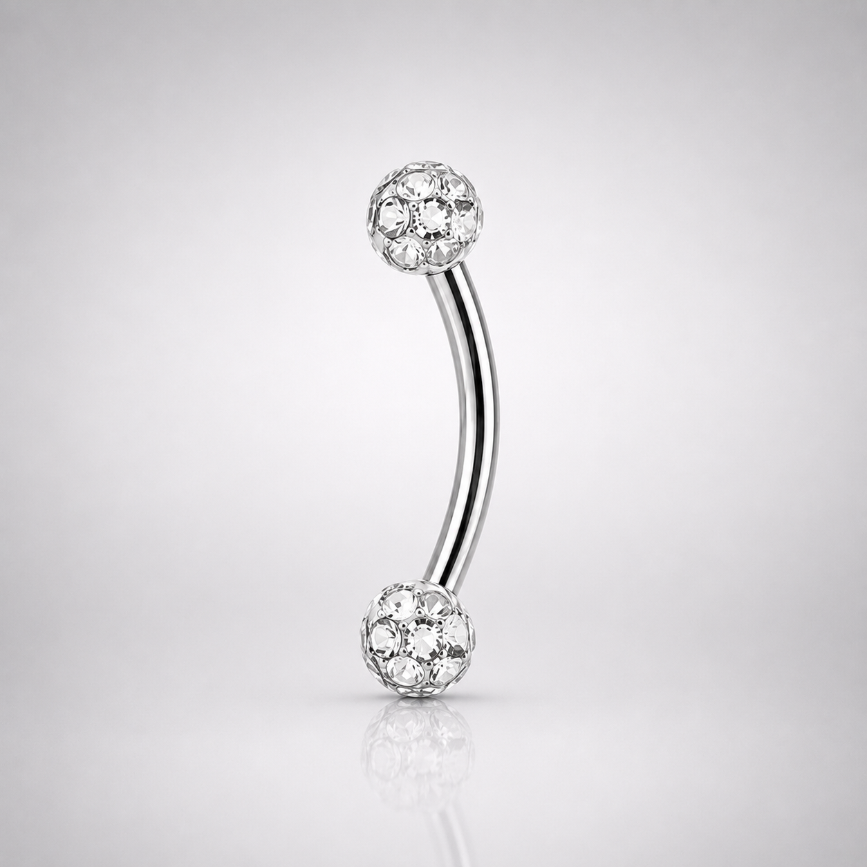 ASTM F136 Titanium Full CZ Curved Barbell | Eyebrow & Rook