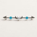 Devil Heart Crystal titanium industrial barbell, detail view 6