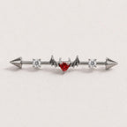Devil Heart Crystal titanium industrial barbell, detail view 7